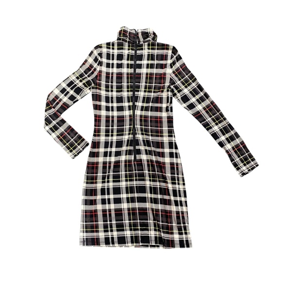 Alice Olivia Dress Women 6 Plaid Delora Turtleneck Mini Academia Preppy FLAW - Picture 9 of 12